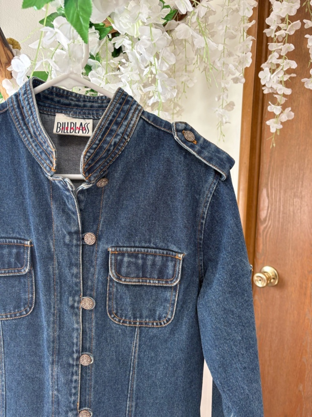 bill blass vintage Dark Blue Denim Military Jacket - Picture 2 of 7